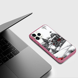 Чехол iPhone 11 Pro матовый Бело-красное новогоднее настроение, цвет: 3D-малиновый — фото 2