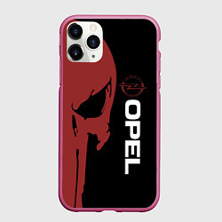 Чехол iPhone 11 Pro матовый Опель и череп, цвет: 3D-малиновый