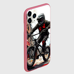 Чехол iPhone 11 Pro матовый BMX трюки в городе, цвет: 3D-малиновый — фото 2