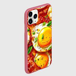 Чехол iPhone 11 Pro матовый Яичница с беконом, цвет: 3D-малиновый — фото 2