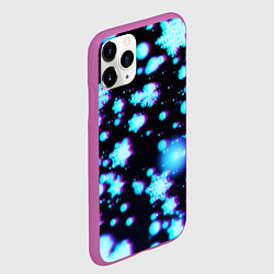 Чехол iPhone 11 Pro матовый Неоновые снежинки глитч, цвет: 3D-фиолетовый — фото 2