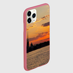 Чехол iPhone 11 Pro матовый Петропавловская крепость ранним утром, цвет: 3D-малиновый — фото 2