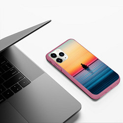 Чехол iPhone 11 Pro матовый Медитация на закате, цвет: 3D-малиновый — фото 2