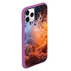 Чехол iPhone 11 Pro матовый Брызги воды и огня, цвет: 3D-фиолетовый — фото 2