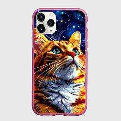 Чехол iPhone 11 Pro матовый Рыжий котик в космосе