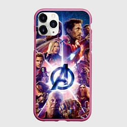 Чехол iPhone 11 Pro матовый Танос и мстители, цвет: 3D-малиновый