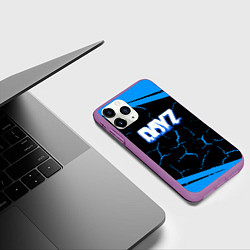 Чехол iPhone 11 Pro матовый Dayz полосы трещины лого, цвет: 3D-фиолетовый — фото 2