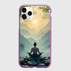 Чехол iPhone 11 Pro матовый Медитация на рассвете, цвет: 3D-фиолетовый