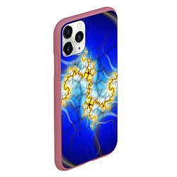 Чехол iPhone 11 Pro матовый Фрактальный узор мерцание, цвет: 3D-малиновый — фото 2