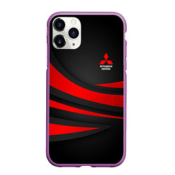 Чехол iPhone 11 Pro матовый Mitsubishi - красная волна, цвет: 3D-фиолетовый