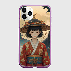 Чехол iPhone 11 Pro матовый Таинственная шляпка, цвет: 3D-фиолетовый