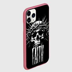 Чехол iPhone 11 Pro матовый Череп надпись - вера, цвет: 3D-малиновый — фото 2