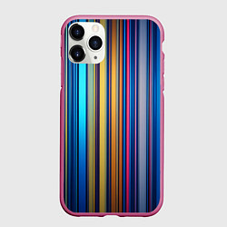 Чехол iPhone 11 Pro матовый Яркие вертикальные линии, цвет: 3D-малиновый