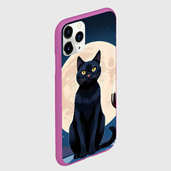 Чехол iPhone 11 Pro матовый Кот с вином под луной, цвет: 3D-фиолетовый — фото 2