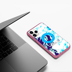 Чехол iPhone 11 Pro матовый Portal краски синие, цвет: 3D-малиновый — фото 2