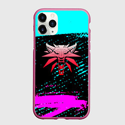 Чехол iPhone 11 Pro матовый The Witcher неоновые краски, цвет: 3D-малиновый