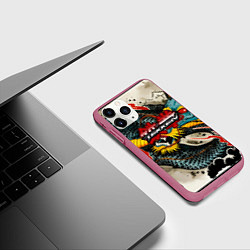 Чехол iPhone 11 Pro матовый Tekken dragon tatoo, цвет: 3D-малиновый — фото 2