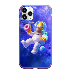 Чехол iPhone 11 Pro матовый Homer Simpson is a brave astronaut, цвет: 3D-фиолетовый