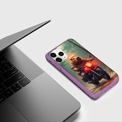 Чехол iPhone 11 Pro матовый Байкер капибара в джунглях, цвет: 3D-фиолетовый — фото 2