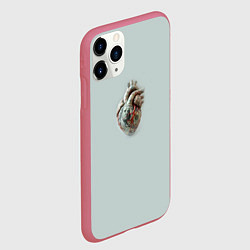 Чехол iPhone 11 Pro матовый Сердце из денег доллар с сосудами, цвет: 3D-малиновый — фото 2
