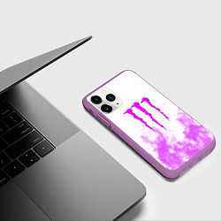 Чехол iPhone 11 Pro матовый Monster energy neon flame, цвет: 3D-фиолетовый — фото 2