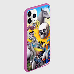 Чехол iPhone 11 Pro матовый Урбанистический сон - сюрреализм, цвет: 3D-фиолетовый — фото 2