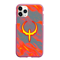 Чехол iPhone 11 Pro матовый Quake огонь лого, цвет: 3D-малиновый