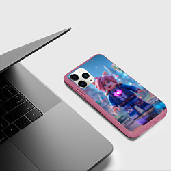 Чехол iPhone 11 Pro матовый Roblox pink hair, цвет: 3D-малиновый — фото 2