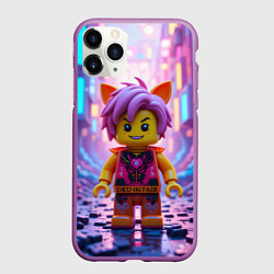 Чехол iPhone 11 Pro матовый Роблокс с фиолетовыми волосами, цвет: 3D-фиолетовый