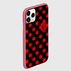 Чехол iPhone 11 Pro матовый Bullet for my valentine pattern, цвет: 3D-малиновый — фото 2