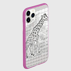 Чехол iPhone 11 Pro матовый Жираф на тетрадном листе, цвет: 3D-фиолетовый — фото 2