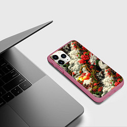 Чехол iPhone 11 Pro матовый Дракон в небесном храме - нейросеть, цвет: 3D-малиновый — фото 2