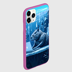 Чехол iPhone 11 Pro матовый Капибара программист под водой, цвет: 3D-фиолетовый — фото 2