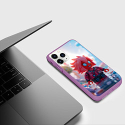 Чехол iPhone 11 Pro матовый Robloх с розовыми волосами, цвет: 3D-фиолетовый — фото 2