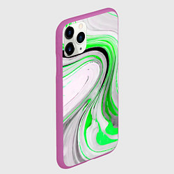 Чехол iPhone 11 Pro матовый Волнистые чёрно-зелёные линии на белом фоне, цвет: 3D-фиолетовый — фото 2