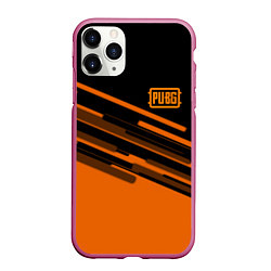 Чехол iPhone 11 Pro матовый PUBG geometry line, цвет: 3D-малиновый