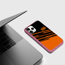 Чехол iPhone 11 Pro матовый PUBG geometry line, цвет: 3D-малиновый — фото 2