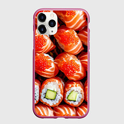 Чехол iPhone 11 Pro матовый Филадельфия с красной икрой, цвет: 3D-малиновый