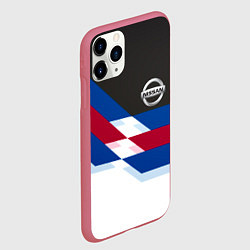 Чехол iPhone 11 Pro матовый Nissan geometry steel, цвет: 3D-малиновый — фото 2