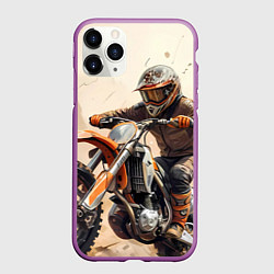 Чехол iPhone 11 Pro матовый Эндуро Гонщик, цвет: 3D-фиолетовый