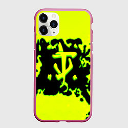 Чехол iPhone 11 Pro матовый Doom кислотное лого краски, цвет: 3D-малиновый