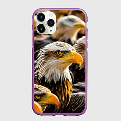 Чехол iPhone 11 Pro матовый Белоголовые орланы, цвет: 3D-фиолетовый