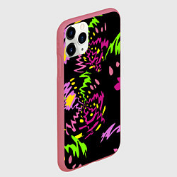 Чехол iPhone 11 Pro матовый Яркие абстрактные круги-зигзаги, цвет: 3D-малиновый — фото 2