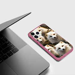 Чехол iPhone 11 Pro матовый Песцы, цвет: 3D-малиновый — фото 2
