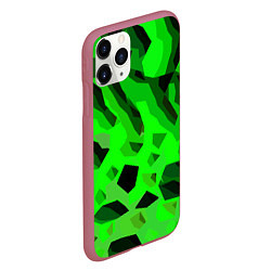 Чехол iPhone 11 Pro матовый Чёрно-зелёная пористая абстракция, цвет: 3D-малиновый — фото 2