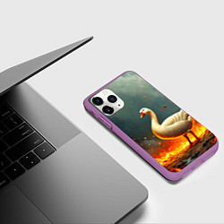 Чехол iPhone 11 Pro матовый Гусь в огне, цвет: 3D-фиолетовый — фото 2