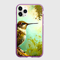 Чехол iPhone 11 Pro матовый Колибри птичка, цвет: 3D-фиолетовый