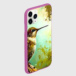 Чехол iPhone 11 Pro матовый Колибри птичка, цвет: 3D-фиолетовый — фото 2