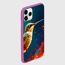 Чехол iPhone 11 Pro матовый Колибри в огне, цвет: 3D-фиолетовый — фото 2