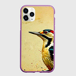 Чехол iPhone 11 Pro матовый Большой дятел, цвет: 3D-фиолетовый
